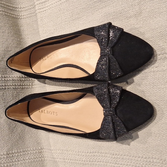 Talbots Black Edison Bow Flat Size 8M - Picture 2 of 9